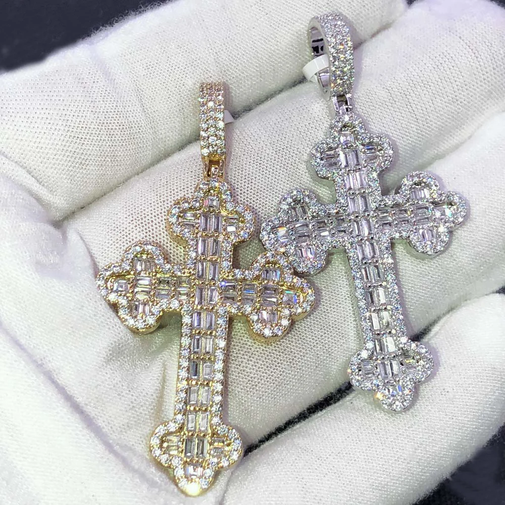 2026 Hip Hop CZ Cross Pendant Necklace For Men Iced Out Bling 5A Cubic Zirconia Classic Rock Jewelry