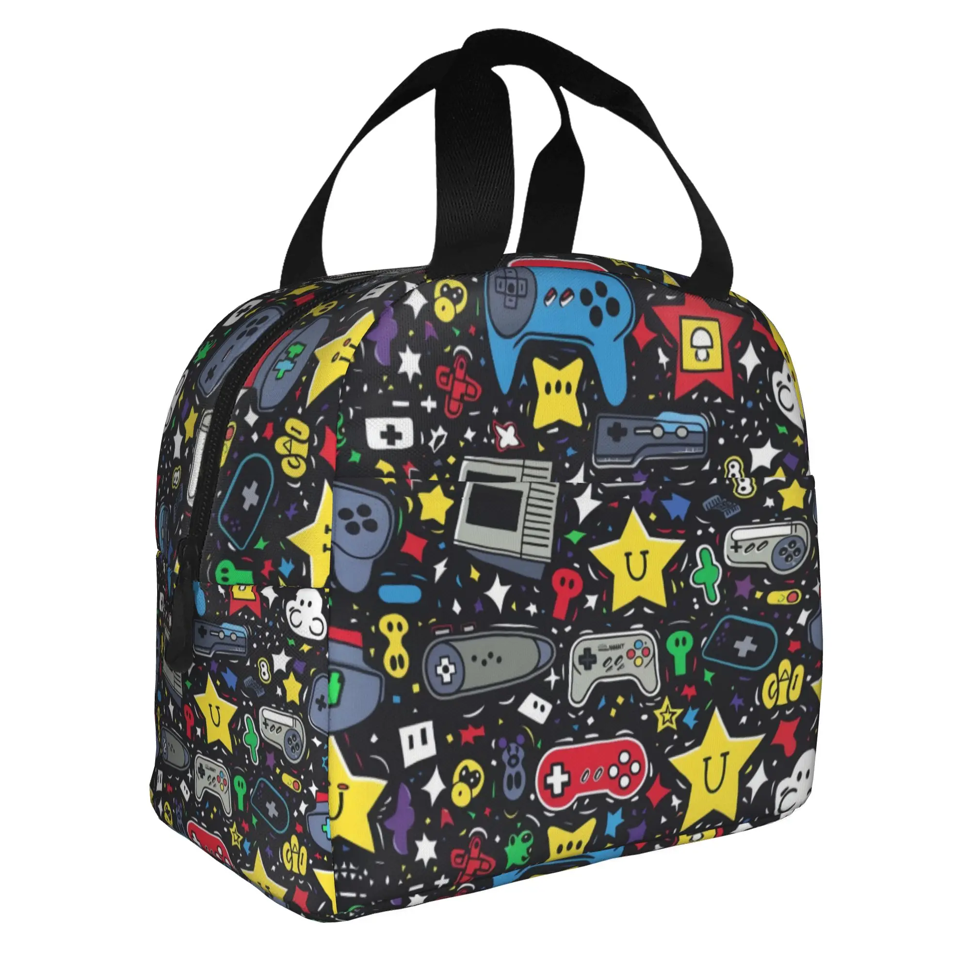

Video Joystick Game Gamer Play Gaming Lunch Bag Men Women Cooler Warm Insulated Lunch Boxes for School