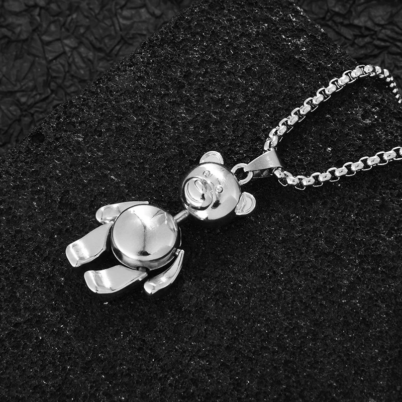 

Retro bear necklace, trendy man, hip-hop fashion pendant, Instagram disco accessory, sweater chain