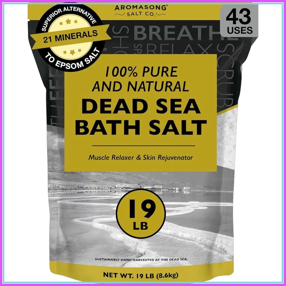 

Dead Sea Salt 19 Lbs Fine Grain Bulk - 100% Pure Spa Bath Salt for Skin Issues & Muscle Relaxation - Resealable Pack