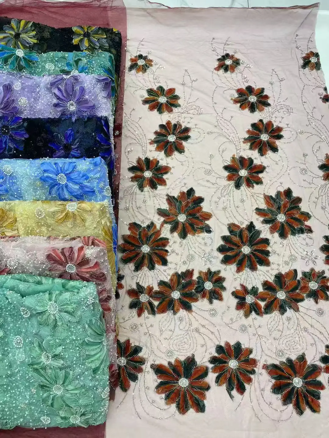 

African Lace Fabric 2025 Sequins Beaded Embroidery Groom Nigerian Bridal High Quality French Tulle Lace Fabric for Party