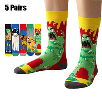5 Pairs Anime Men Socks Happy Funny Long Socks HALLOWEE Hip Hop Sock Cosplay Sock Personality Cartoon Harajuku Women Socks