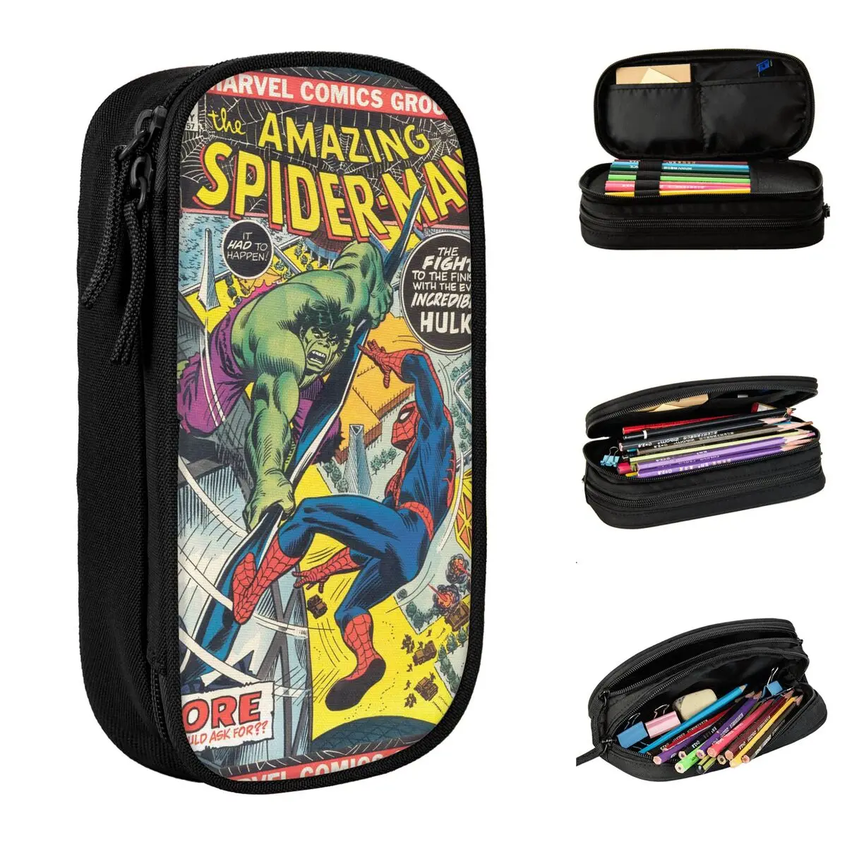 Amazing Spider-Man Pencil Case Spiderman Pen Bag Student Big Capacity Students School Cosmetic Pencilcases