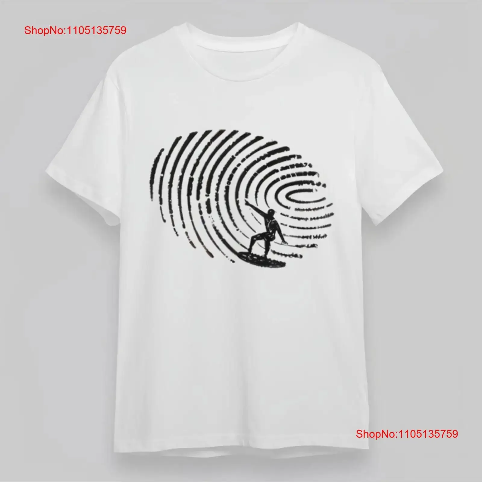 

Мужская модная классическая футболка «Серфер в силуэте отпечатков пальцев», винтажная стильная повседневная футболка с рисунком, мягкая дышащая футболка