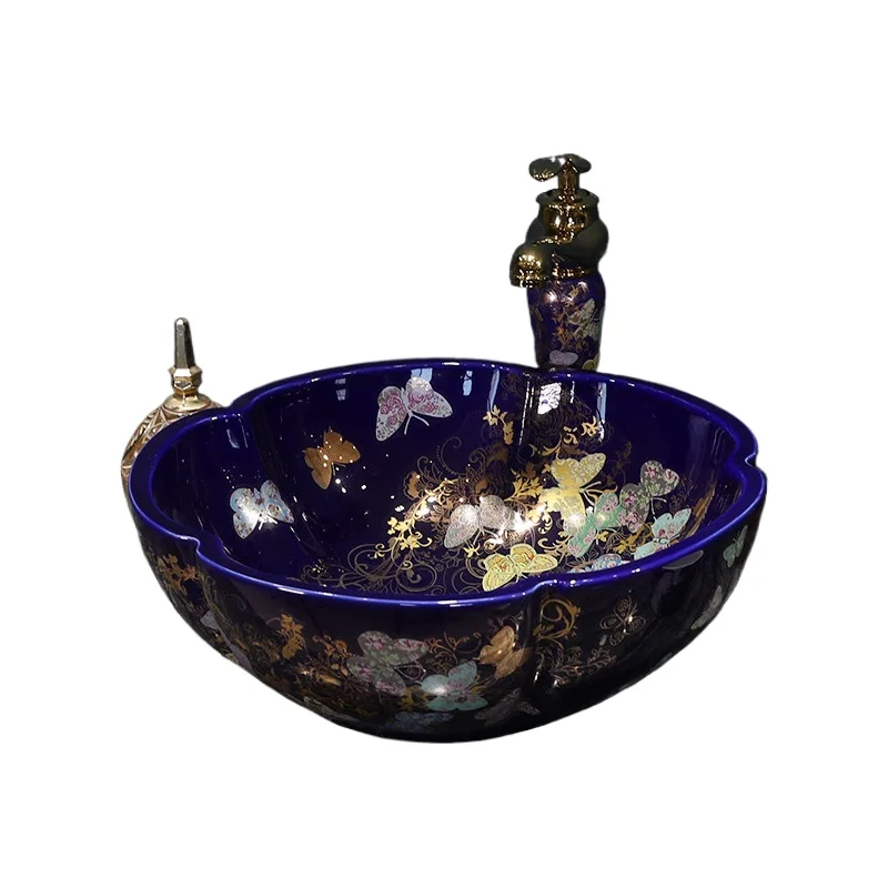 

Красочный керамический умывальник для ванной комнаты Круглый умывальник Китайская окрашенная раковина