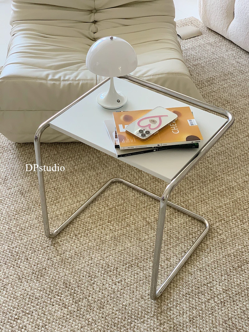 Stainless steel stackable side table, minimalist  , bedside storage cabinet, sofa, H-shaped