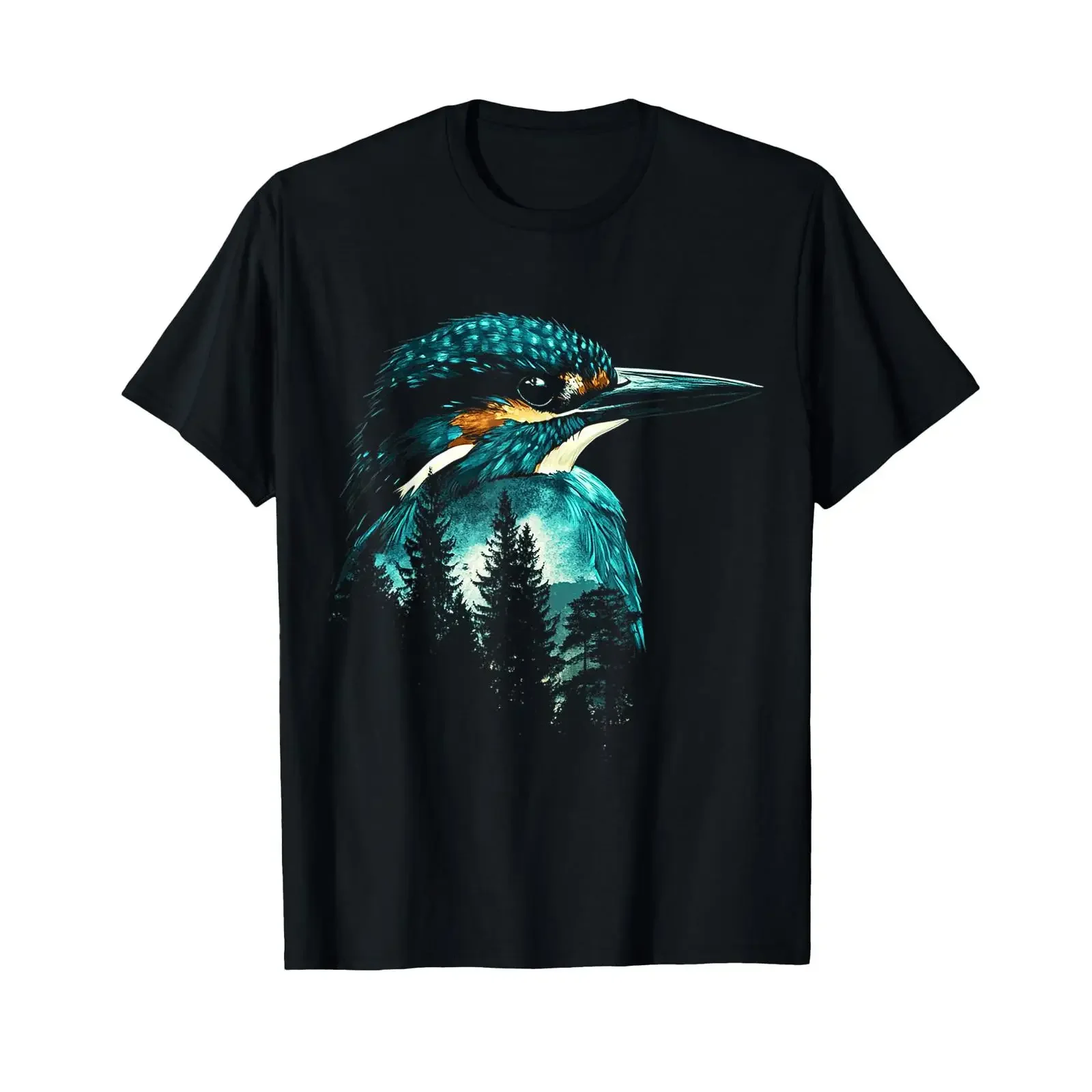 Kingfisher Bird Animal Art Headphones T Shirt vintage Washed graphic homme Comfortable Stylish Breathable Slightly Soft Unisex