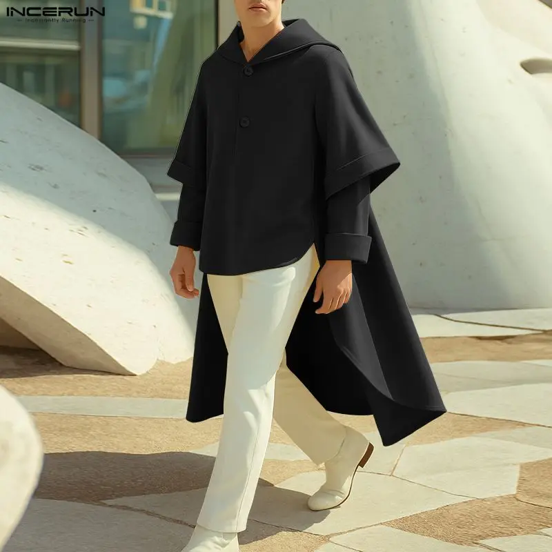 

INCERUN мужские толстовки сплошной цвет с лацканами и длинными рукавами мужские нерегулярные толстовки уличная одежда свободная модная повседневная нерегулярная толстовка