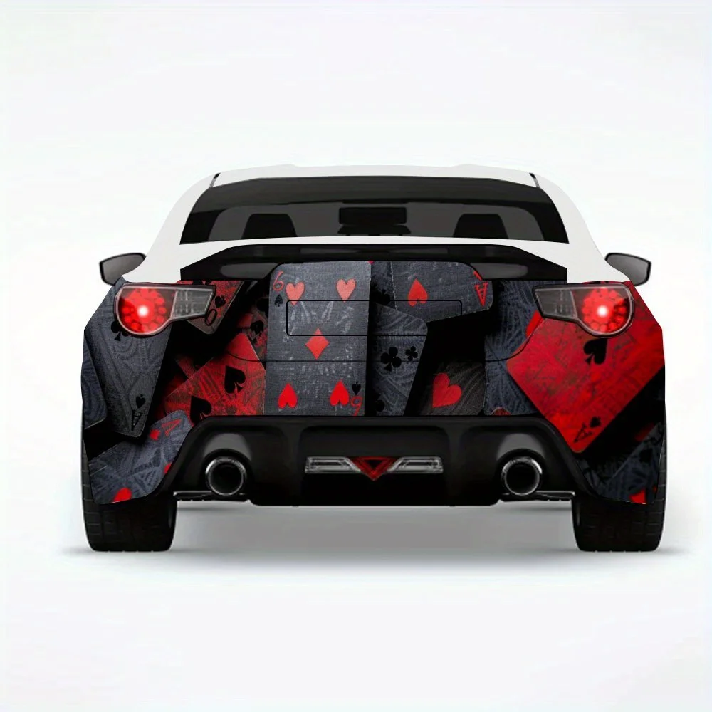 

Красные - черные покерные карты, автомобильная наклейка, виниловая наклейка на заднюю часть автомобиля, водонепроницаемые самоклеящиеся виниловые наклейки для хвоста автомобиля и бампе