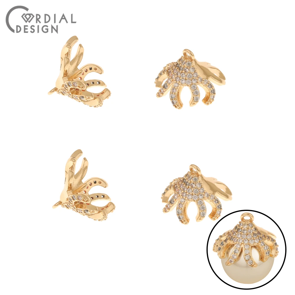 Cordial Design 30Pcs 14*19MM Jewelry Findings & Components/Bead Caps/CZ Charms/Hand Made/DIY Earrings Making/Jewelry Accessories