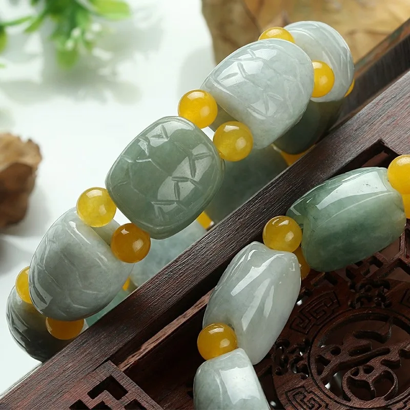 Natural Genuine Goods Myanmar Three-Color Tortoise Longevity Ankang Bracelet Men's and Women's Jade of