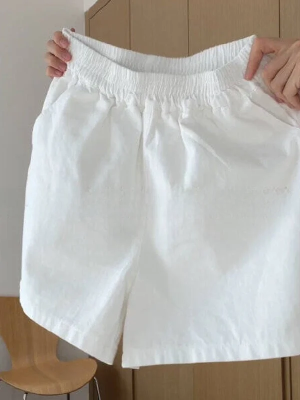 

plus Size Women's High Waist A-Line Wide Leg Shorts Summer Casual Loose Fit Sporty Polyester Fiber Skin-Friendly Breathable