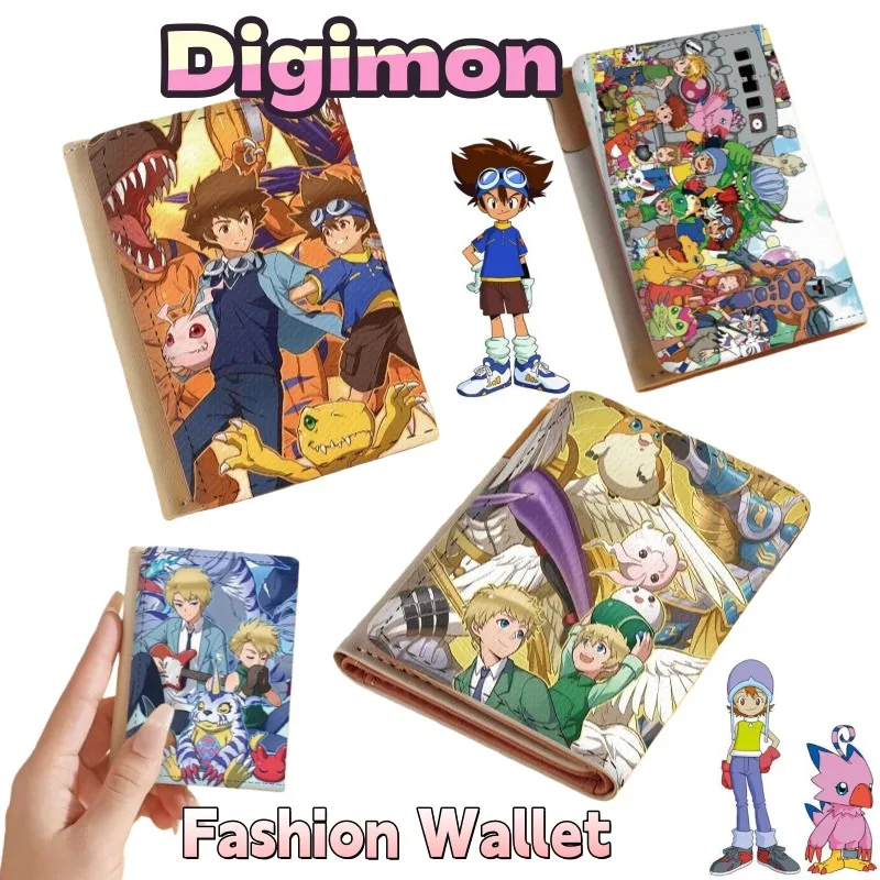 

Складной кошелек Digimon, милый и модный, с мультяшным дизайном, креативный, с множеством отделений для карт, большой вместимости, подарок на день рождения для друзей