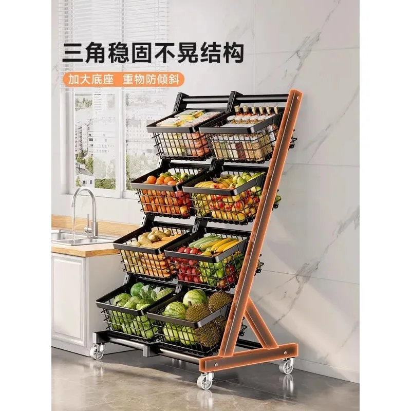 

Kitchen shelves Floor-to-ceiling multi-layer household vegetable baskets Multifunctional living room Snack storage removable