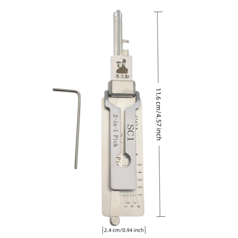 Lishi SC1 2-in-1 Schlosserwerkzeug Lockpick & Decoder Flachfräsen für Schlage Haustür-Zivilschlösser – Detail 6