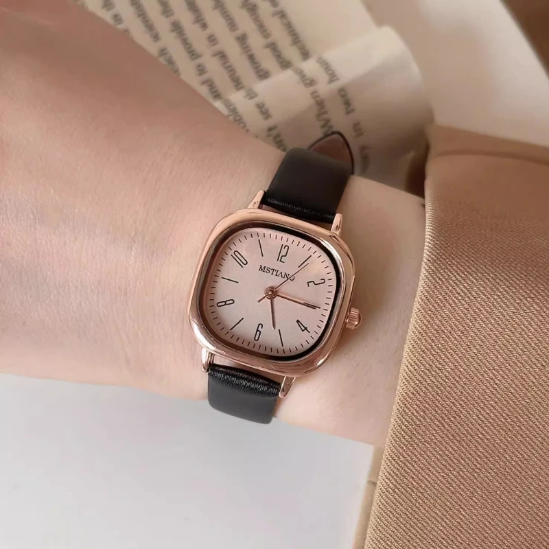Simple Square Dial Women Watches Casual Retro Quartz Wristwatches Leather Strap Fashion Ladies Students Clock Gifts Reloj Mujer