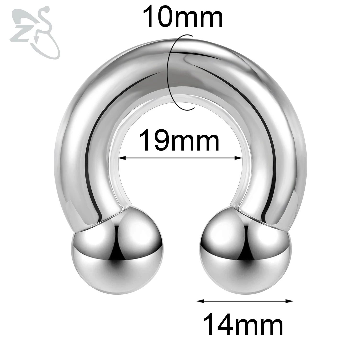 ZS Horseshoe Septum Ring Stainless Steel 3
