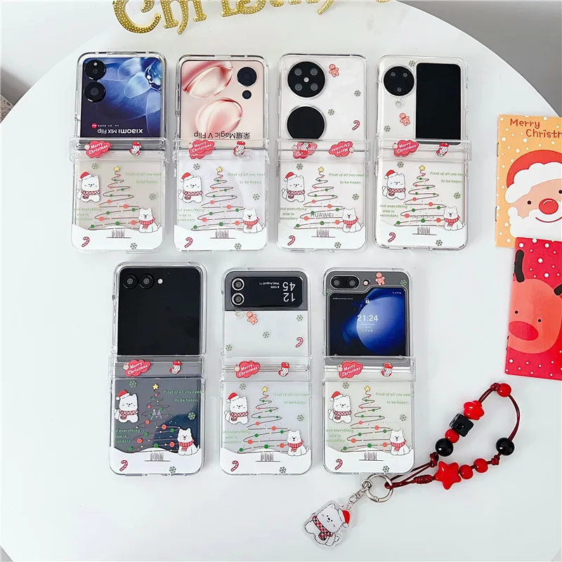 

Christmas Snowman Tree Dog Phone Case For Motorola moto razr 50 Ultra 50ultra Folding flip Cover Toy pendant Capa