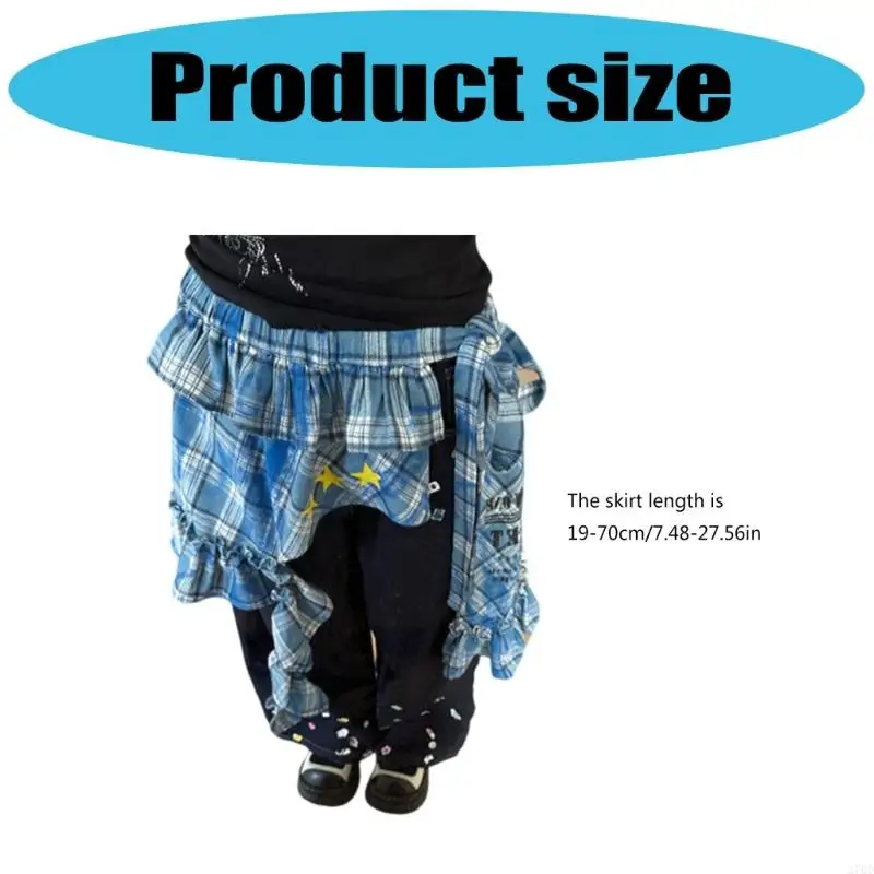 270D TIE TIE خصر الطبقات غلاف غلاف تنورة المدقق النجمة متدفق الورك قميص قميص موسع