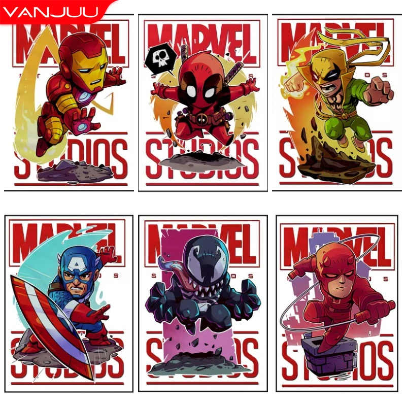 Marvel Spider-Man Diamond Painting Kit 5D DIY Superhero Diamond Embroidery Full Diamond Mosaic Art Iron Man Decoration Picture