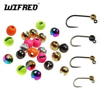 Wifreo 20PCS 2.5mm-5.5mm Perline di tungsteno con intaglio Affondamento rapido Beadhead per Jig Ninfa esche Accessori Fly Tying Materiale