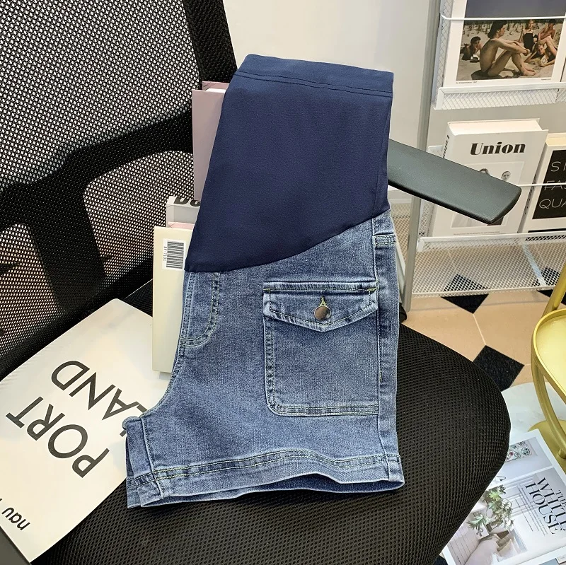 Sommer Stretch Denim Shorts für Mutterschaft weites Bein lose gerade kurze Jeans für schwangere Frauen lässige Arbeits kleidung Schwangerschaft Jugend