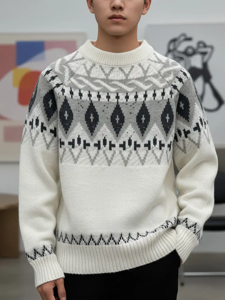 

Laid-ba Sle вязаный свитер мужской корейской версии осенний модный брендовый винтажный дизайн повседневный вариант из полиэфирного волокна