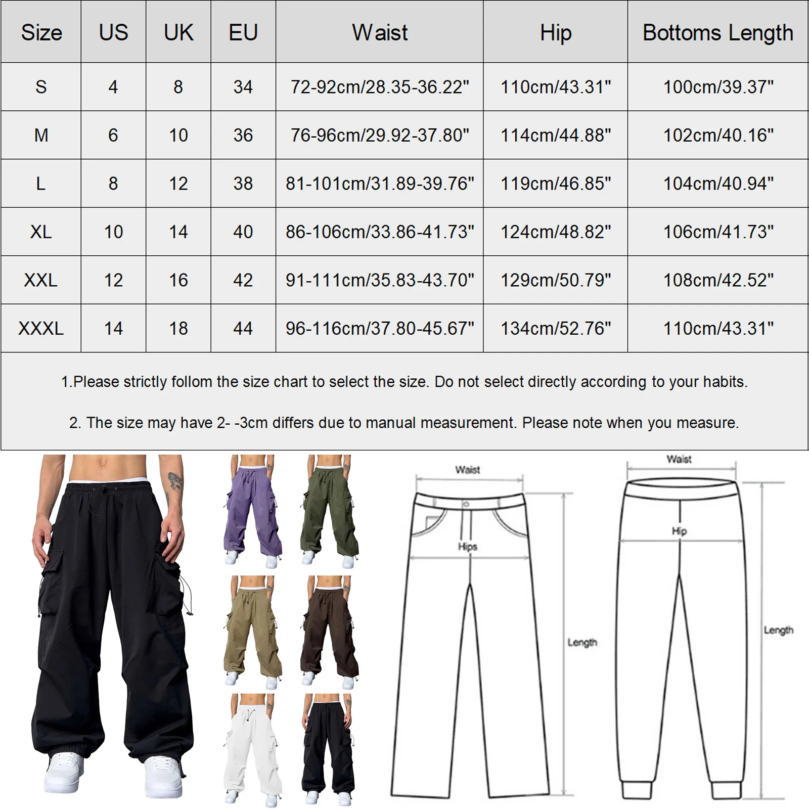 Pantalones Cargo Hombre Harajuku Parachute Pants Men Streetwear Y2k Hip Hop Joggers Baggy Autumn Casual Sweatpants Techwear