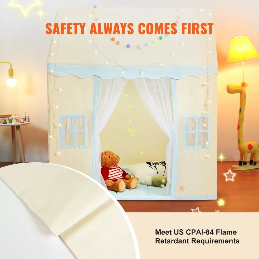 Play Tent Tent for 15 Years Old Toddler Tent with Mat and Tent Lamp Tent for with Windows for Indoor and Outdoor Play House Ca