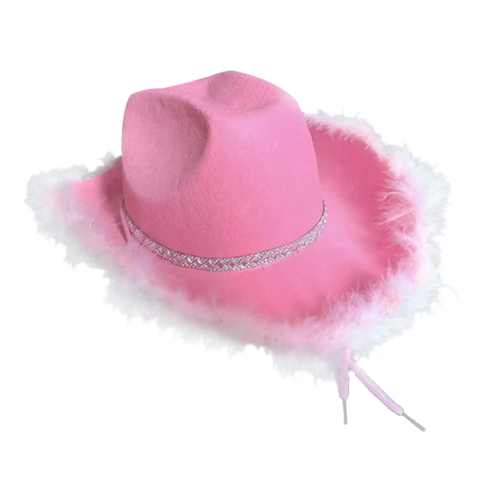 Western Style Women's Cowboy Hat Feather Wide Brim Hat Women Fancy Dress Party