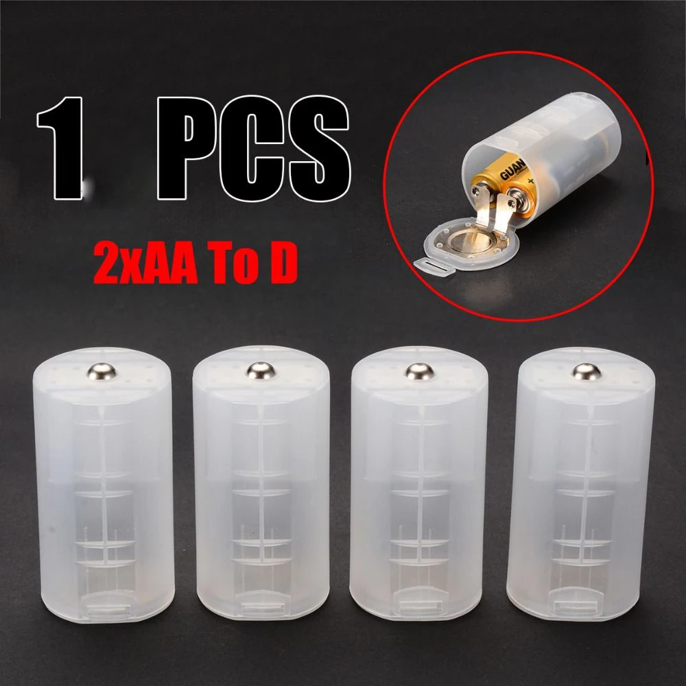 Plastic Battery Converter AA Battery To D Battery Frosted Clear Parallel Battery Cartridges Transfer From 5th To 1st