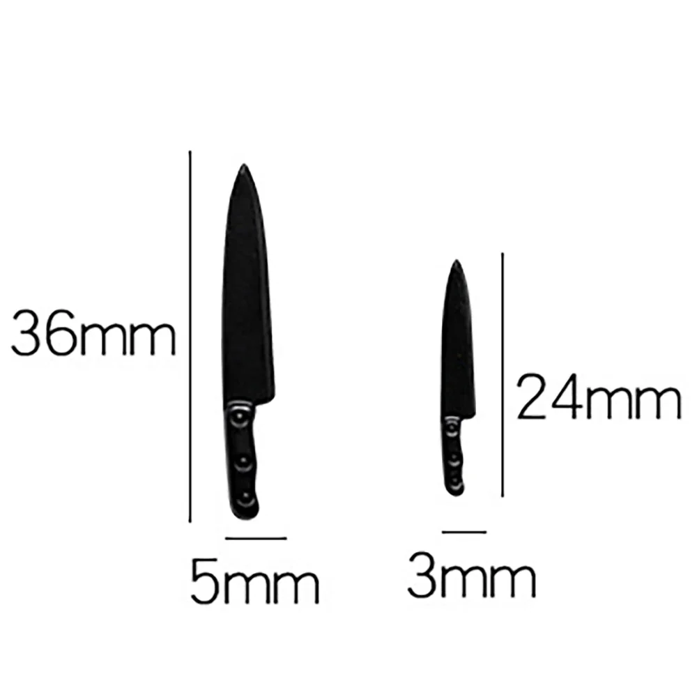 2Pcs 1/12 Dollhouse Miniature Metal Fruit Knife Kitchen Knife Model Toys for Doll House Accessories Decoration