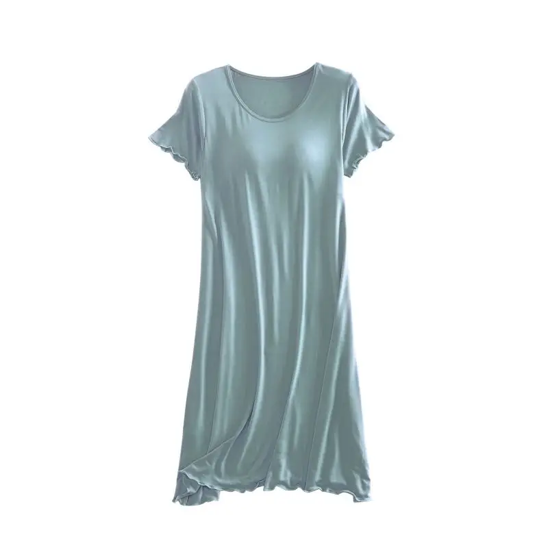 

Women's Modal Padded Sleep Dress Loungewear Short Sleeve Home Dress Ruffle Design