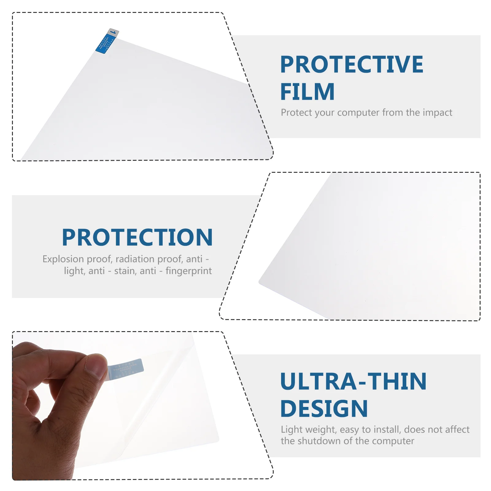 

Laptop Screen Pet Film Anti Blue-Ray Protective Film Anti Scratch Radiation Proof High Light Transmittance Easy Install Computer