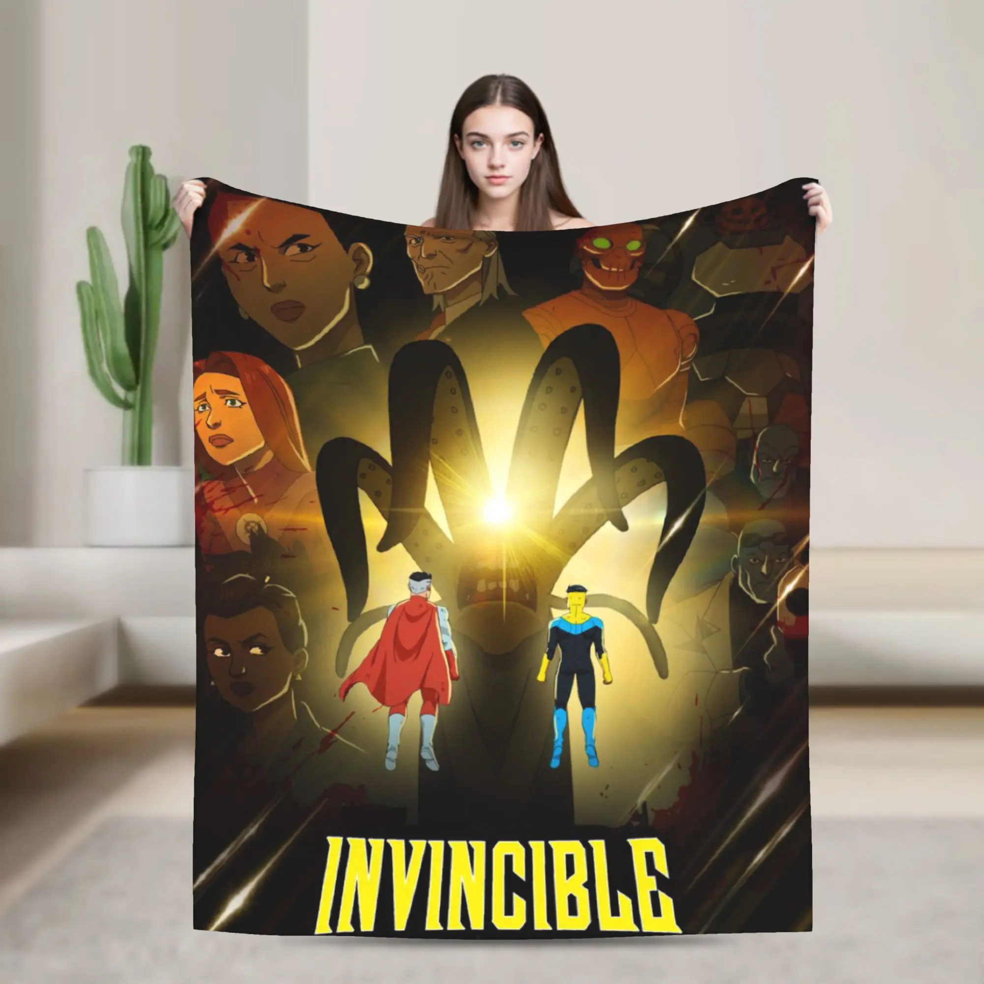 Invincible Omniman Amazing Hero Anime Throw Blanket for Couch  Soft Cozy Plush Blanket Multi-size Bedspread for All Seasons