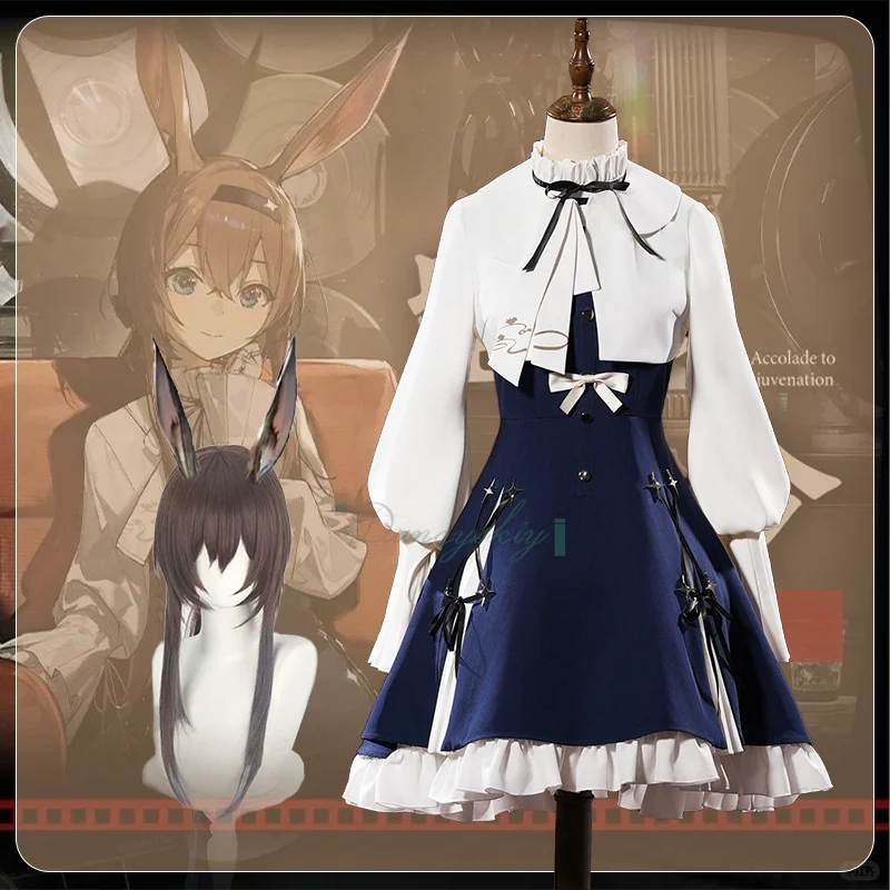 

Game Arknights Amiya Cosplay disfraz Elegant Style Lolita Dress Wig For Women Girls Halloween Party Full Set Cosplay Accessories