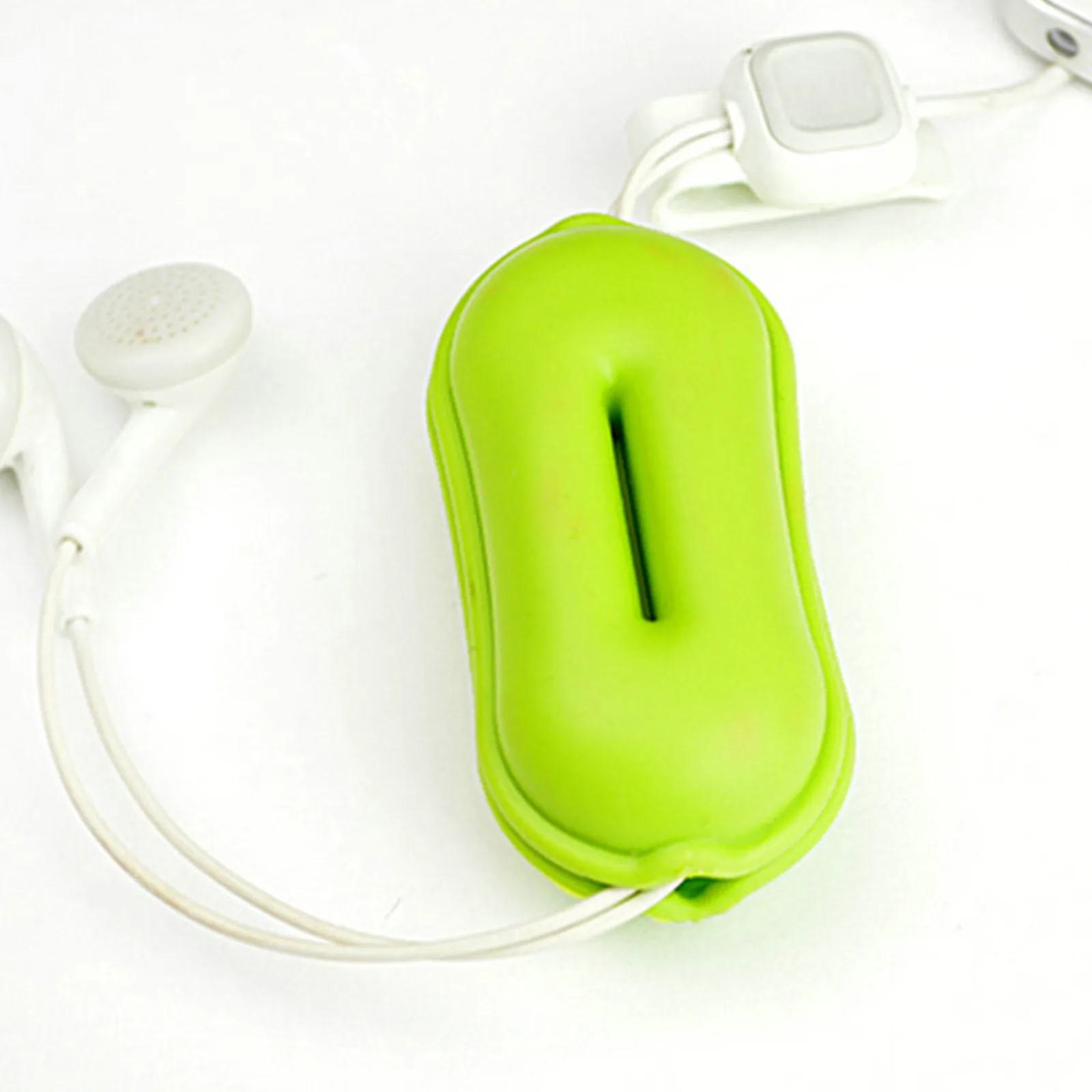 4Pcs Earphone Organizer Creative Peanut Shape Portable Earbuds Cord Winder USB Cable Protective Case Random Color Daily Use