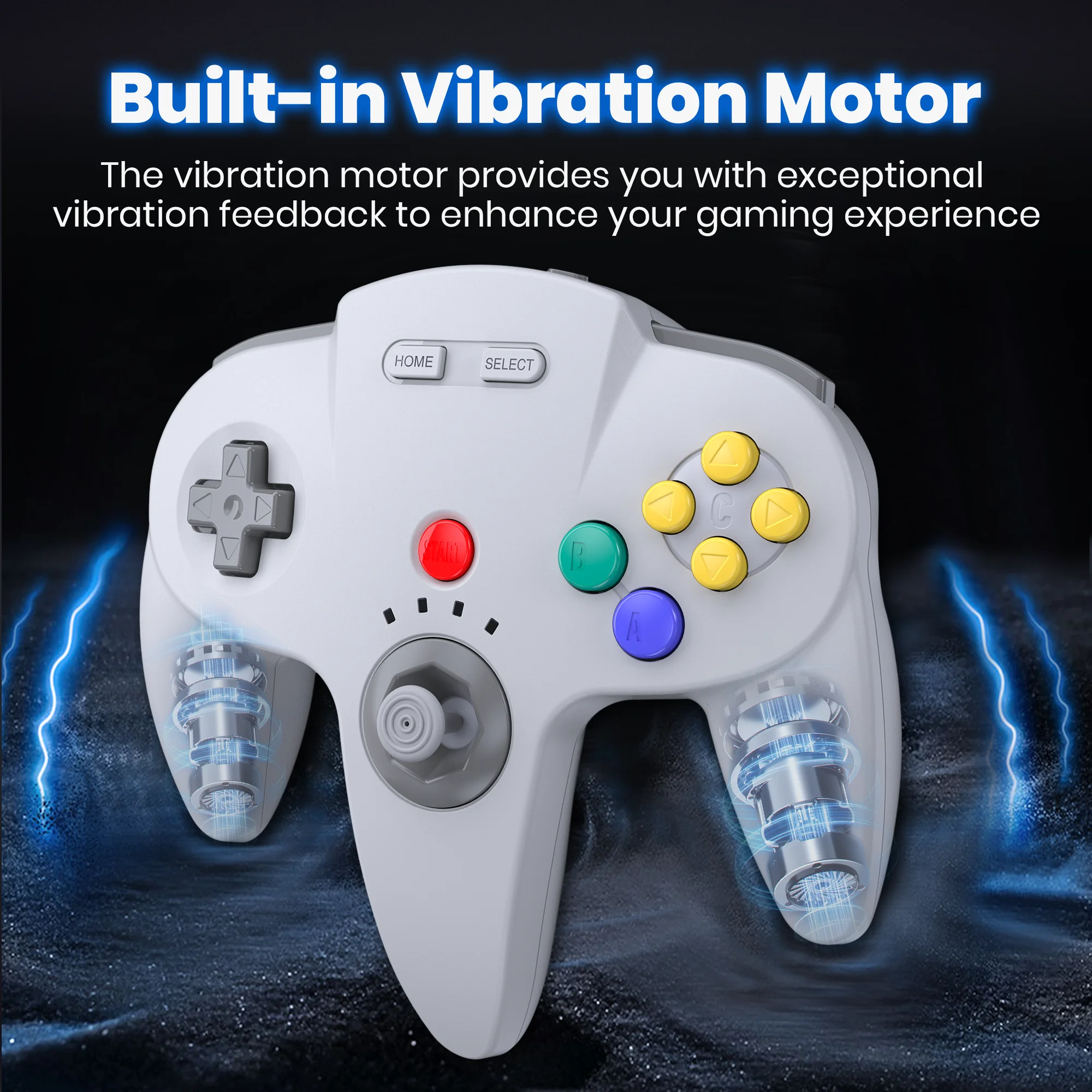 New Version 2.4 GHz Wireless N64 Controller, Built-in Rumble, with