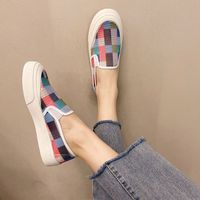 Ladies Shoes Round Toe Loafers Canvas Slip On Women Footwear Stylish And Low Price 2024 New Daily Routine Y2k Fashion With