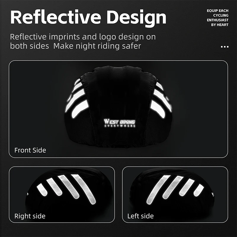 WEST BIKING Bicycle Helmet Rain Cover Reflective Striped MTB Road Bike Helmet Waterproof Dustproof Drawstring Protective Cover
