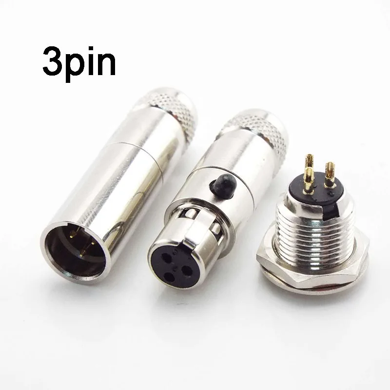 Small 3Pin XLR Male Female canon Connector Panel Chassis power Socket 3 core Adapter Screw Mount Plug Microphone MIC Audio C1