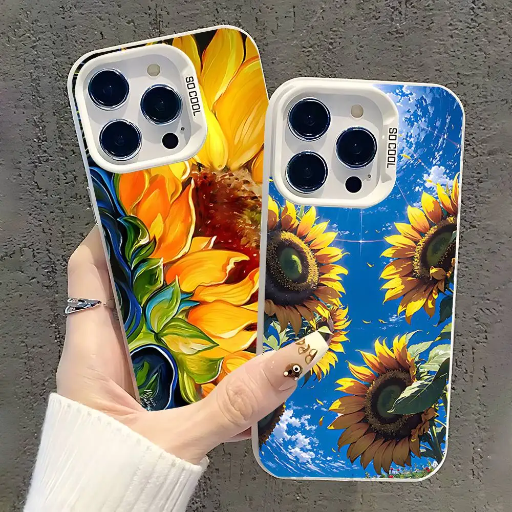 

Sunflowers Printed Matte Phone Case For iPhone 17,16,15,14,13,12,11,Pro,XS,Max,Plus,Mini,SE White Candy Matte Shockproof Cover