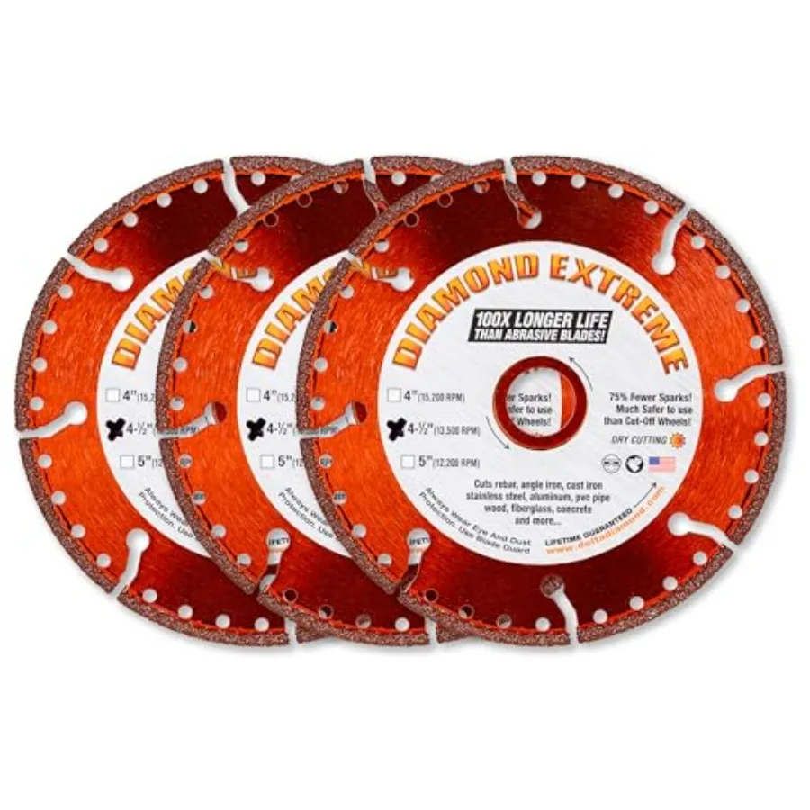 

Diamond Extreme Metal Cut Off Wheel 4 1/2 Inch 3-Pack Heavy-Duty All Purpose Metal Cutting Diamond Blade for Rebar Steel Iron a