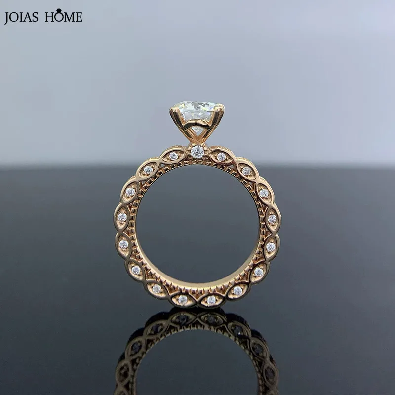 

JH 1CT 2CT Кольцо из стерлингового серебра 925 пробы с муассанитом для женщин и мужчин D VVS1 Ювелирные изделия Обручальное кольцо из розового золота с цирконом и муассанитом