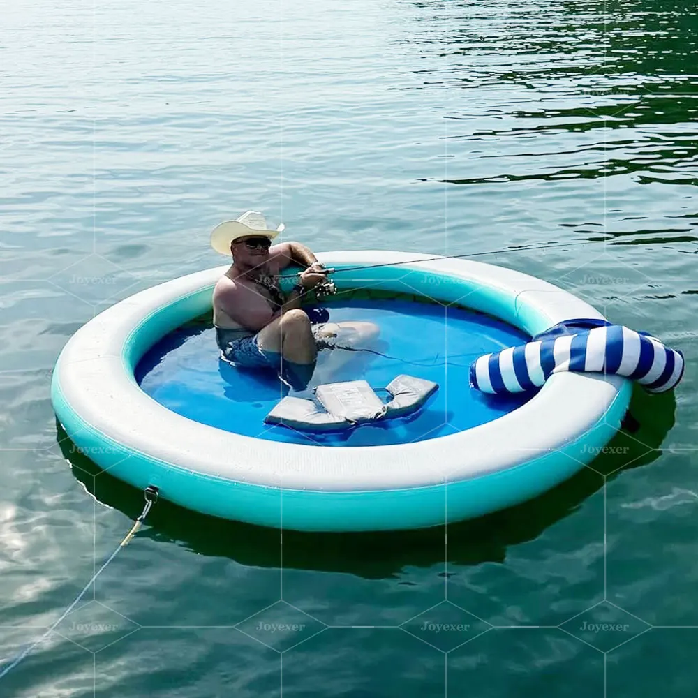 Customized Color And Size Portable Floating Dock Mesh Pool 8ft Inflatable Water Hammock