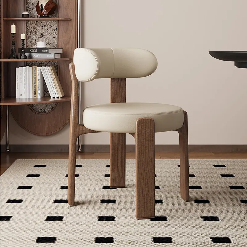 Esszimmerstuhl aus massivem Holz im Mid-Century-Stil, abnehmbare Rückenlehne aus Baumwoll-Leinen, Sitzfläche aus hochelastischem Schaumstoff, rutschfeste Beine für das Wohnzimmer