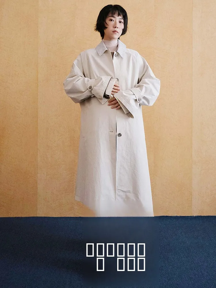 

WASSAW Long Sve Floral Print Coat Light ey Patchwork Inner Collar Stand-Up Cotton 00% Commute Sle Regular Sve Length