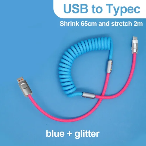 120W 고속 충전 케이블 개폐식 알루미늄 합금 PD 충전 케이블, USB C 데이터 케이블, 삼성 갤럭시 OPPO 샤오미 화웨이용, 2m 