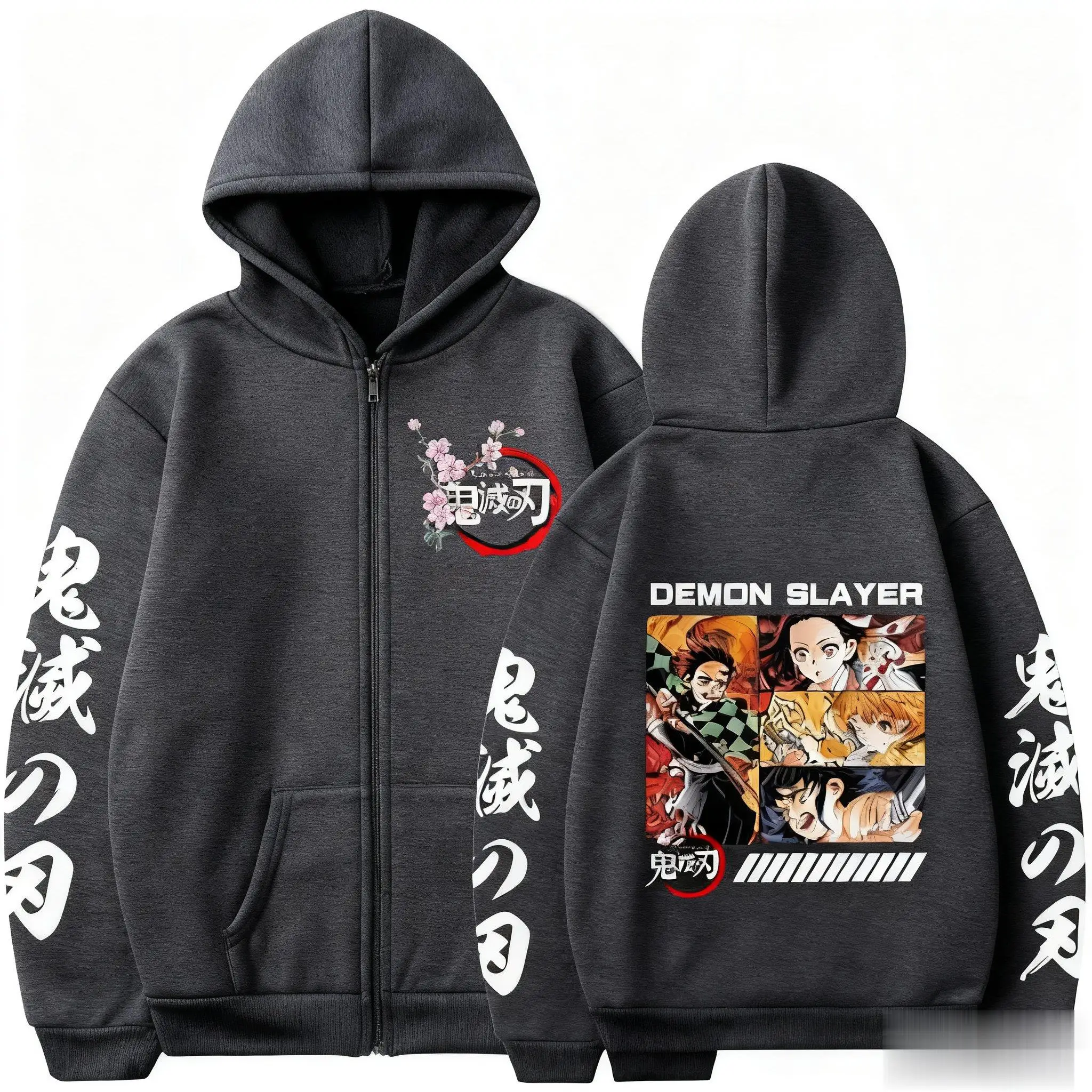 للجنسين المتضخم زمم سترة هوديي أنيمي شيطان القاتل بلوزة كاجوال الرجال النساء طويلة الأكمام الشارع الشهير البلوز الخريف جديد