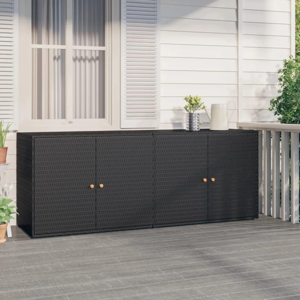 

Wicker Garden Storage Cabinet, Rattan Patio Storage Cabinet, PE Rattan Storage Container for Patio Furniture Cushions Tools